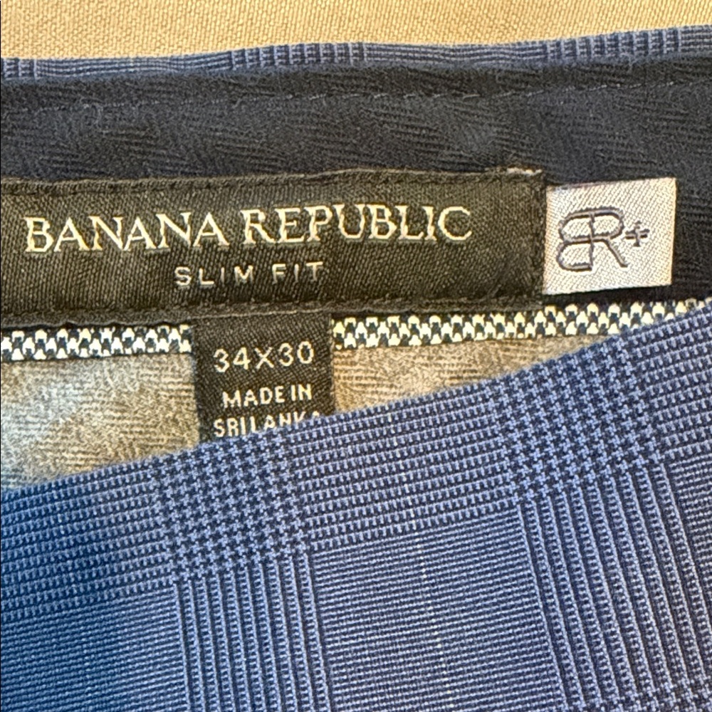Banana Republic Blue Checkered Slim Fit Trousers - Picture 2 of 4